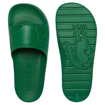 Mens Lacoste Slides Sandals Lacoste Croco 2.0 Green Slides  display picture 3