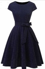 IVNIS Womens Vintage 1950s Rockabilly Glitter Cocktail Dresses Navy S,M,XL,XXL