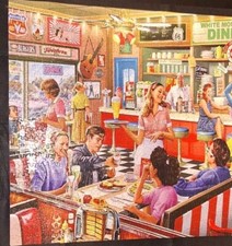 White Mountain "Americn Diner" 1000 Larer Pieces Complete Jigsaw Puzzle