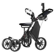 CaddyTek CaddyCruiser ONE Pro Folding 4 Wheel Golf Buggy Black + Removable Seat