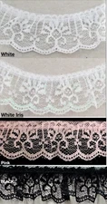 1" Ruffled Gathered Lace Trimming - 12 Yards! - Color Options!