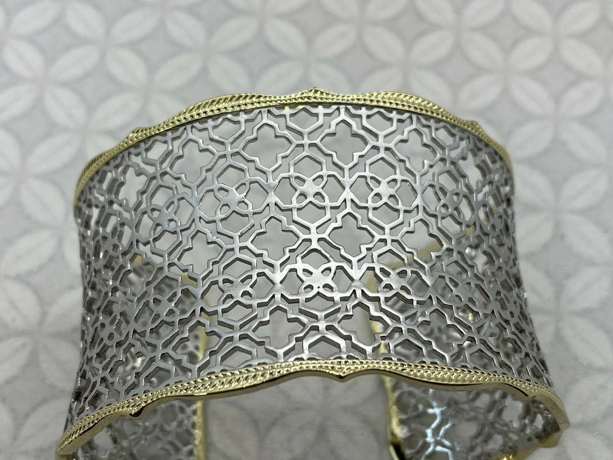 Candice Gold Cuff Bracelet in Silver Filigree