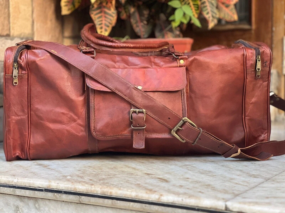 Vintage Duffle Weekend Travel Overnight Gym Bag Holdall Luggage Genuine Leather