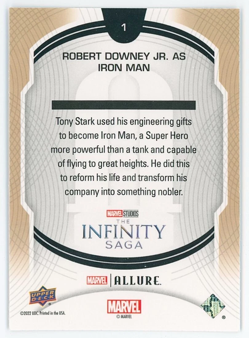 2022 Upper Deck Marvel Studios Allure Robert Downey Jr. as Iron Man #1