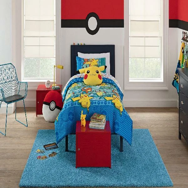 Juego de Cama Pokemon Doble 4 Piezas con Edredón Funda de Almohada/Sábanas Animación Nuevo Foto 4 de 4