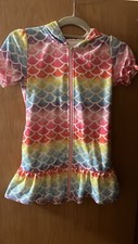 Girls Swim Coverups Terry Swimsuit - Zip-Up Mermaid / 6-7