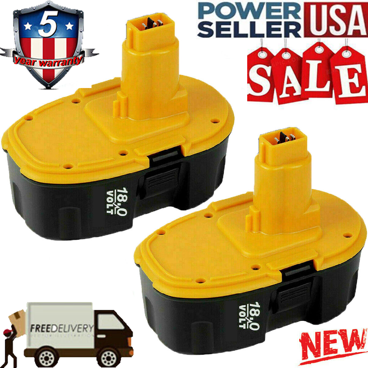 replacement for Dewalt 18 Volt Battery DC9096-2 DC9098 DC9099 DW9096 USA 