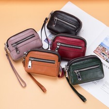 Small Women's Coin Purse Change Wallet Genuine Leather Card Holder Wristlet Bag