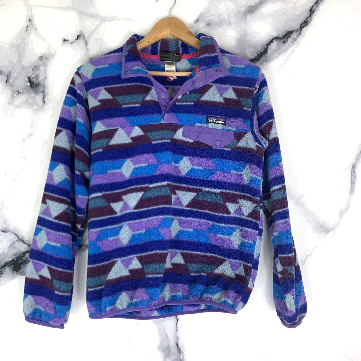 Patagonia Synchilla Purple Snap T Aztec Pullover Fleece Jacket