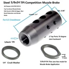 Steel 5/8x24 TPI Threaded Competition Muzzle Brake For 6.5 Creedmoor