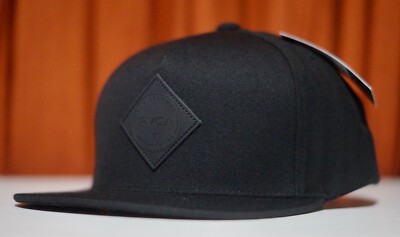 New Rvca VA Logo Patch Plain Black MID FIT Mens Snapback Hat RHTRVC-10