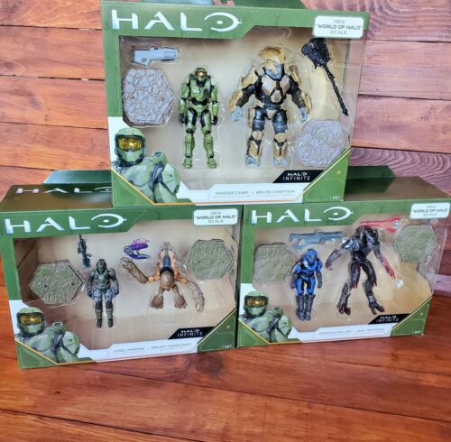 World of Halo Toys Infinite 4" Master Chief Brute Chieftain Set of 3 2020 2-pack