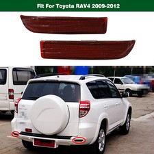 Pair Rear Bumper Reflectors Reflex Tail Lamps Red Lens For Toyota RAV4 2009-2012