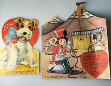 Vtg Large Moveable Circus Lion Tamer Dog Die Cut Valentine Card Lot Made In USA