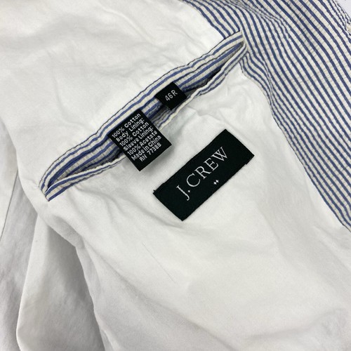 J Crew Blazer Men's size 46R Seersucker suit jacket sport coat stripe two button - Picture 11 of 16