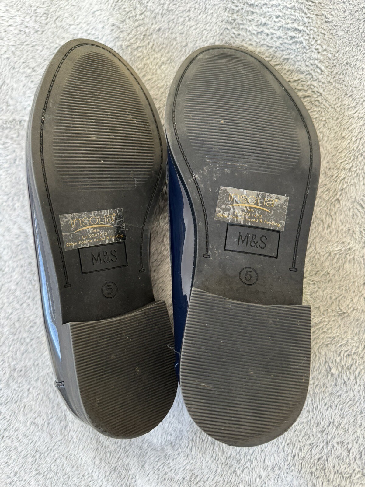 M&S COLLECTION INSOLIA LADIES NAVY PATENT LOAFERS UK 5 EX.CONDITION