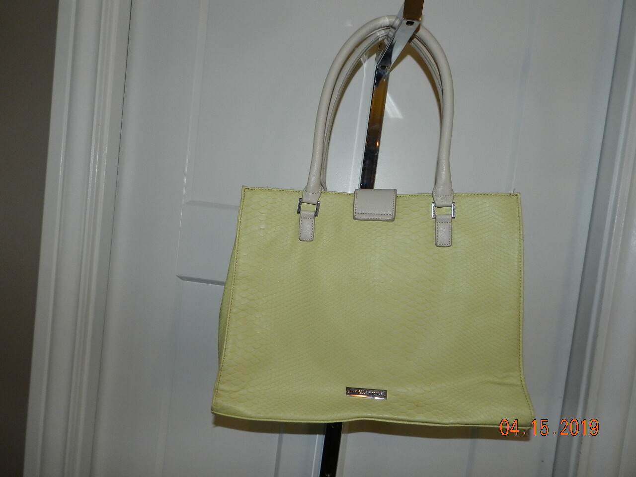 Danielle Nicole Satchel Purse Handbag Yellow Embo… - image 1