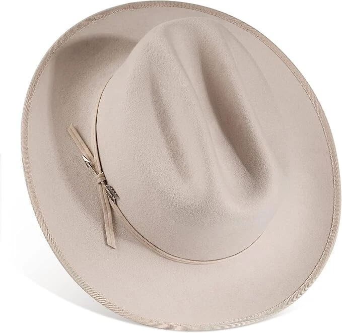 Sombrero de Camino Abierto Sombrero Fedora Sombrero de Fieltro de Lana Pura De Colección 7 3/8-7 1/2 Beige Abierto Foto 4 de 4