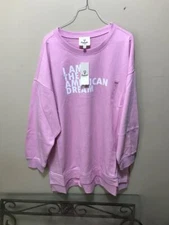 NWT Women Dubgee By Whoopi I AM THE AMERICAN DREAM Sweatshirt Top Pink XL