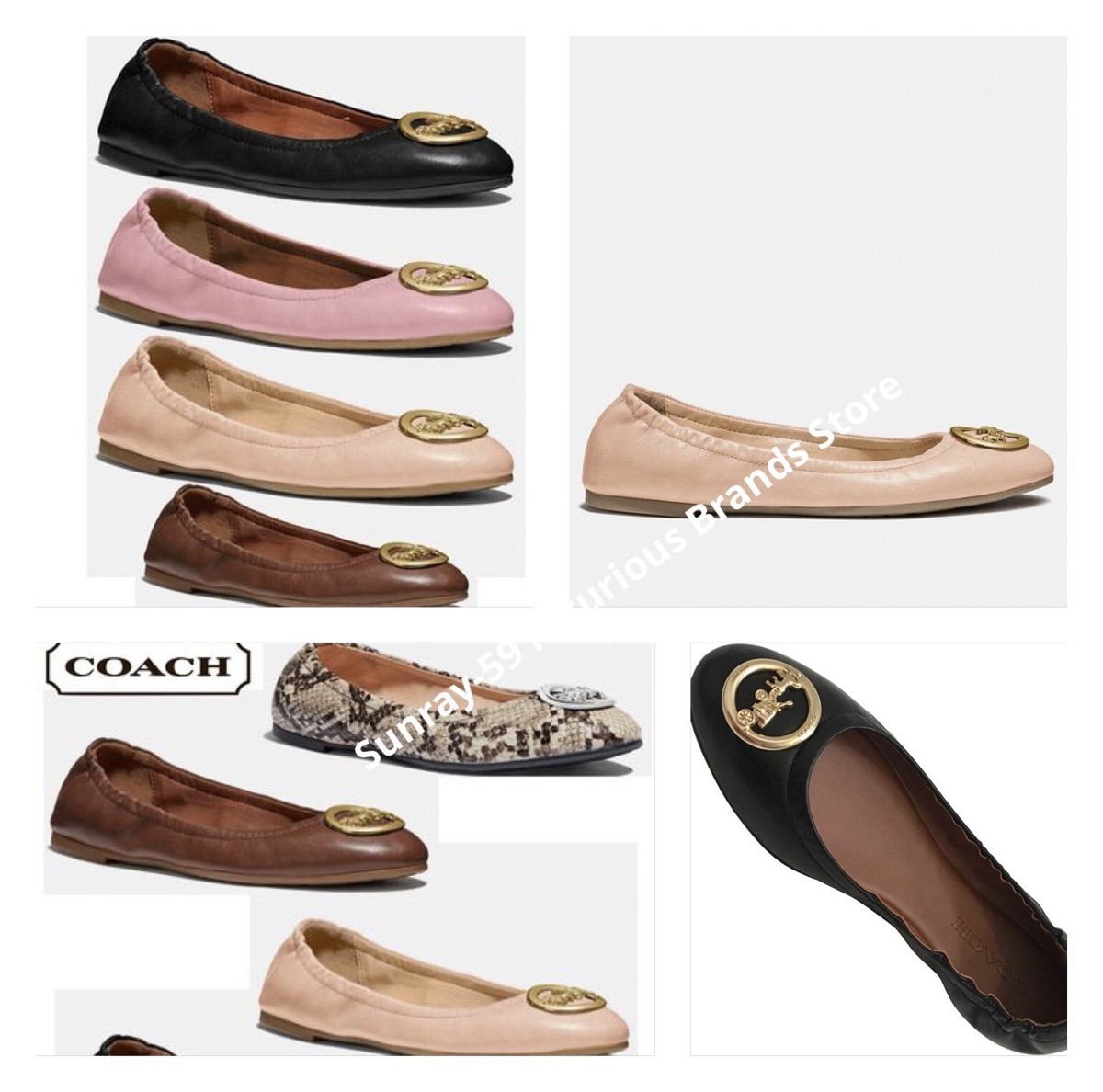 Coach Women's bailey ballet flats Shoes Size 9M Beach wood Color