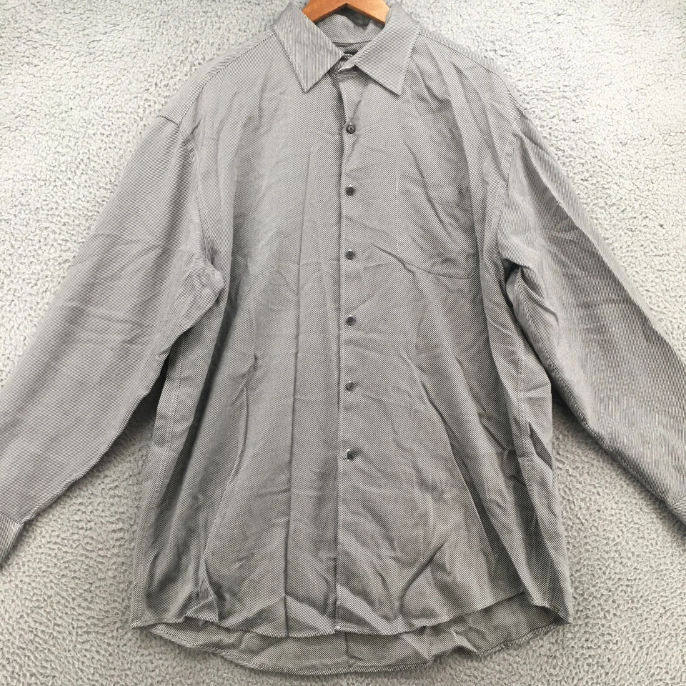 Camisa de vestir Greg Norman manga larga abotonada para hombre XL negra blanca algodón a rayas Foto 2 de 4