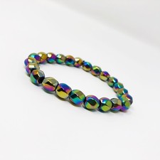Electroplated Hematite Non-Magnetic Bracelet Unisex Adjustable Size X4