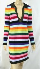Nwt Steve Madden Soft Striped Sweater Dress Pencil Collared V Neck L