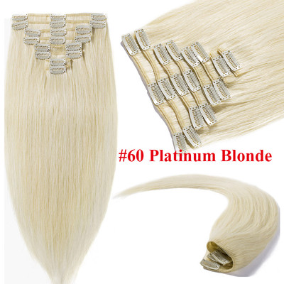 7PCS Real Clip in Remy Human Hair Extensions 70g-120g Straight Full Head US B321