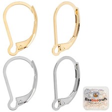 100Pcs Real 24K Gold Plated Leverback Earwires French Earring Hooks Gold and ...