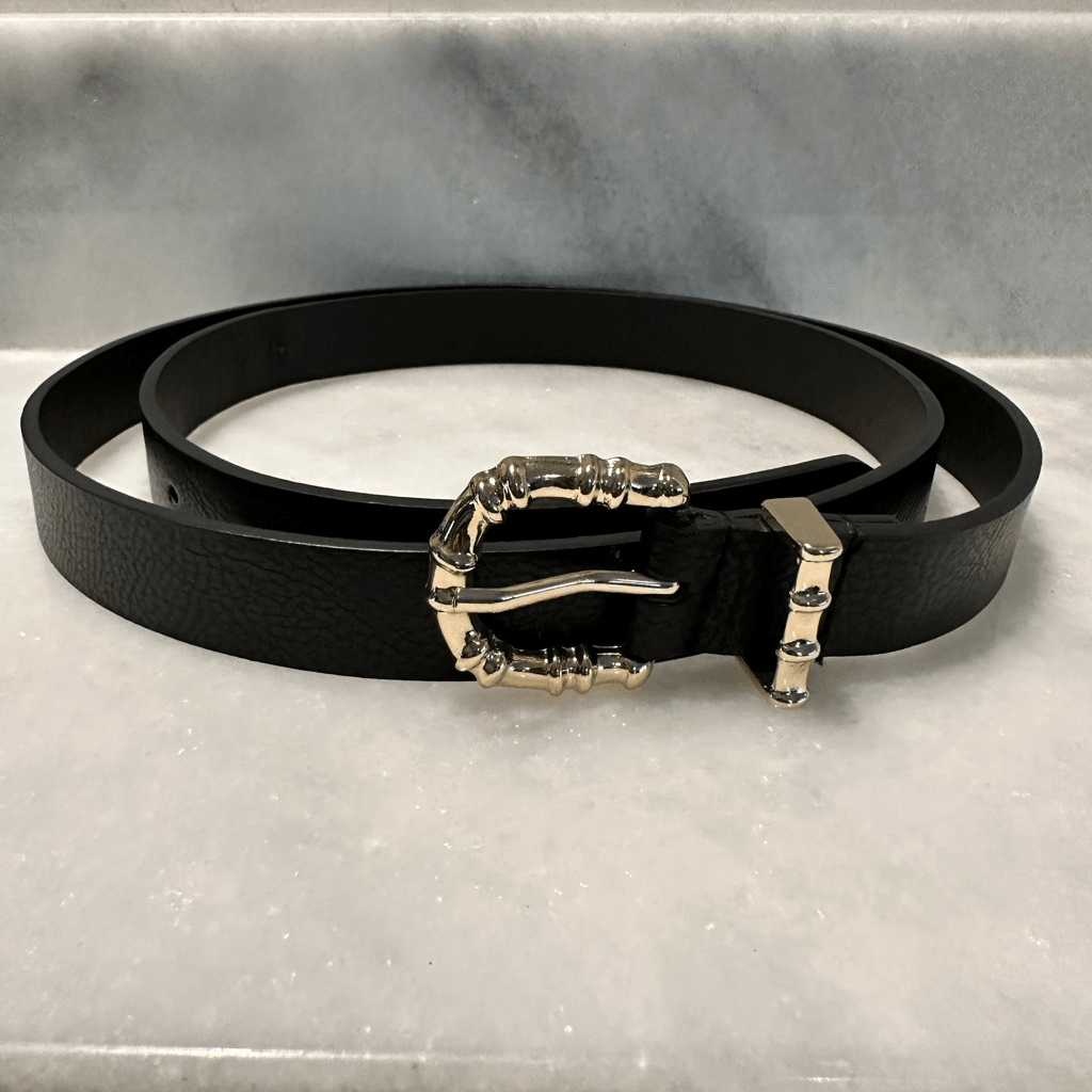 Vegan Leather Gold Tone Buckle Belt Belt Vegan Leather Goldtone Buckle 1990s - Etsy main image 2