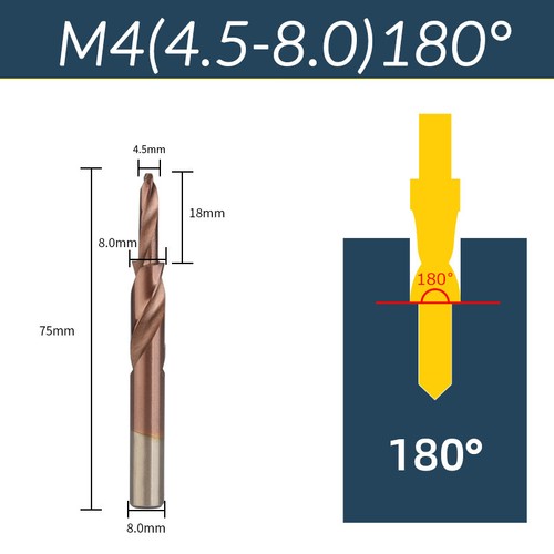 M3-M12 Countersink Step Drill Bit 90° 180° Chamfer M35 HSS Cobalt Straight Shank - Picture 7 of 18