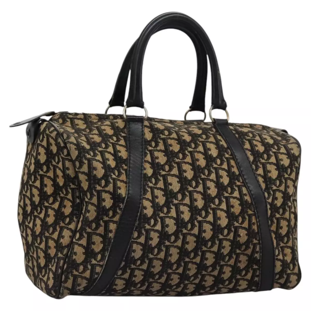 Sac Christian Dior Trotter toile Boston noir argent authentique 115573