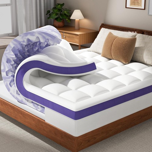 ChiXpace Dual Layer 4 Inch Memory Foam Mattress Topper King - 2 Inch Gel Memory - Afbeelding 1 van 6
