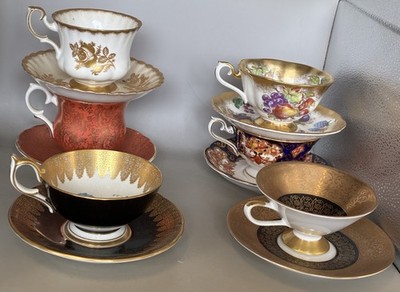 Six Vintage Tea Cup & Saucers - Royal Albert Aynsley