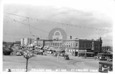 Ft. Collins CO Colorado Intersection College Ave 1930s RPPC Photo Postcard COPY