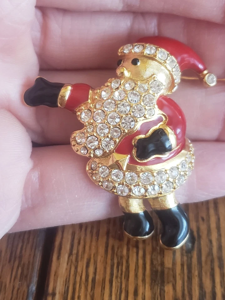 Swarovski Cisne Auténtico Papá Noel Pin Y OLIVER Papá Noel Pin Broche Navidad  Foto 4 de 4