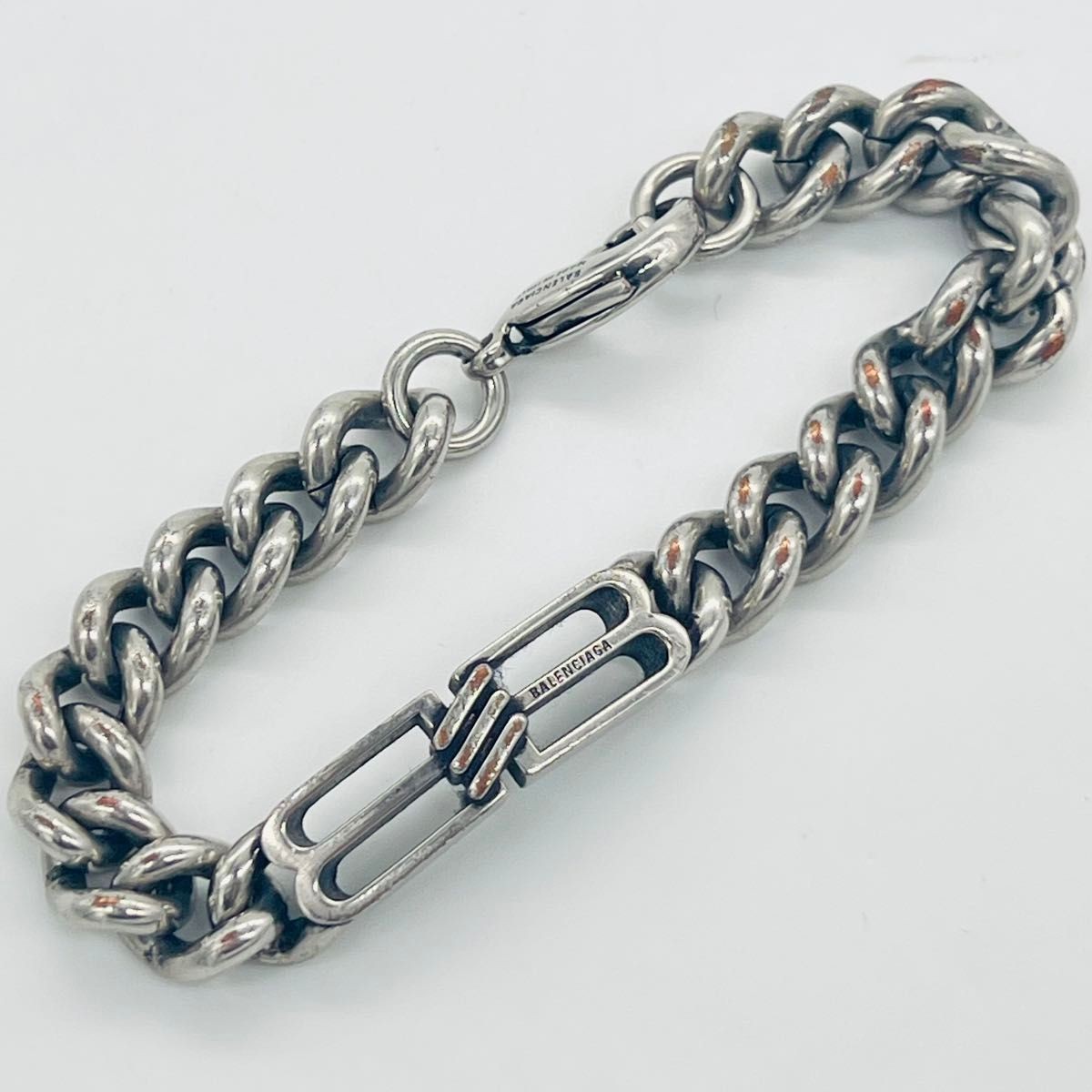 Balenciaga BB Icon Gourmet Bracelet in Silver Metal