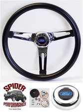 1965-1966 Ford Pickup Steering Wheel Blue Oval 13 12 Muscle Car Chrome 1965-1966 Ford Pickup Steering Wheel Blue Oval 13 12 Muscle Car Chrome