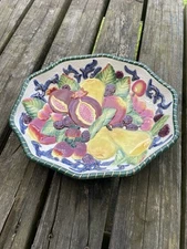 Fitz And Floyd Vintage Fruit Serving Dish Hand Painted From 1994 See Pics Chip