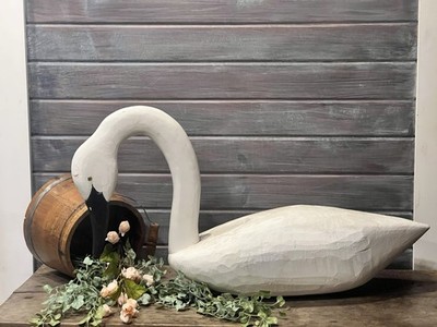 Large Wood Swan Decoy  Signed