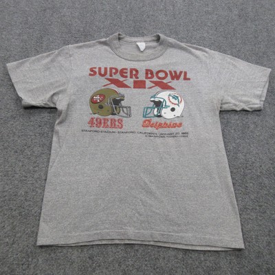 Vintage San Francisco 49ers Miami Dolphins Shirt Mens Medium Super Bowl XIX NFL 