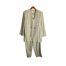 Vintage Joseph Ribkoff 3 Piece Pant Suit Set Wide Leg, Shell Tank, Open Blazer S