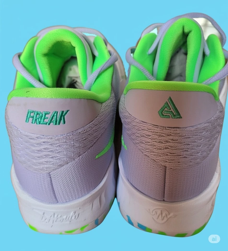 Nike Zoom Freak 4 Basketball Shoes White/Lime Green Lace-Up - Image 2 of 4