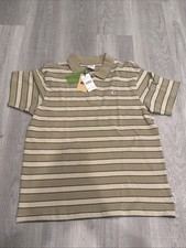 Quiksilver Striped Polo Shirt Mens Large Short Sleeve Tan Green New With Tags