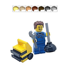 Genuine LEGO® Plumber Cake Topper Decoration Gas Man With Plunger & Toolbox