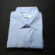 Calvin Klein Mens Steel Regular Fit Stretch Wrinkle Free Dress Shirt Blue