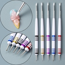 5Pcs/Set 2-Way Silicone Nail Art Pen Carving Emboss Hollow Gel Shaping Brush