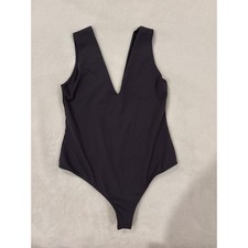 Intimately Free People Womens Grey Deep V-Neck Thong Bodysuit Sleeveless Large