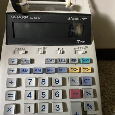 Sharp EL-1750V Electronic Financial Tax Sales Calculator  Two Color Printer