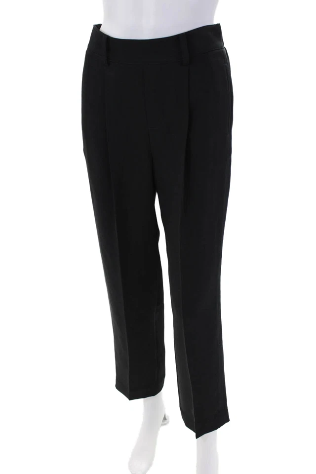 Pantalones de pierna recta plisados cintura elástica Vince para mujer negros talla XS Foto 2 de 4